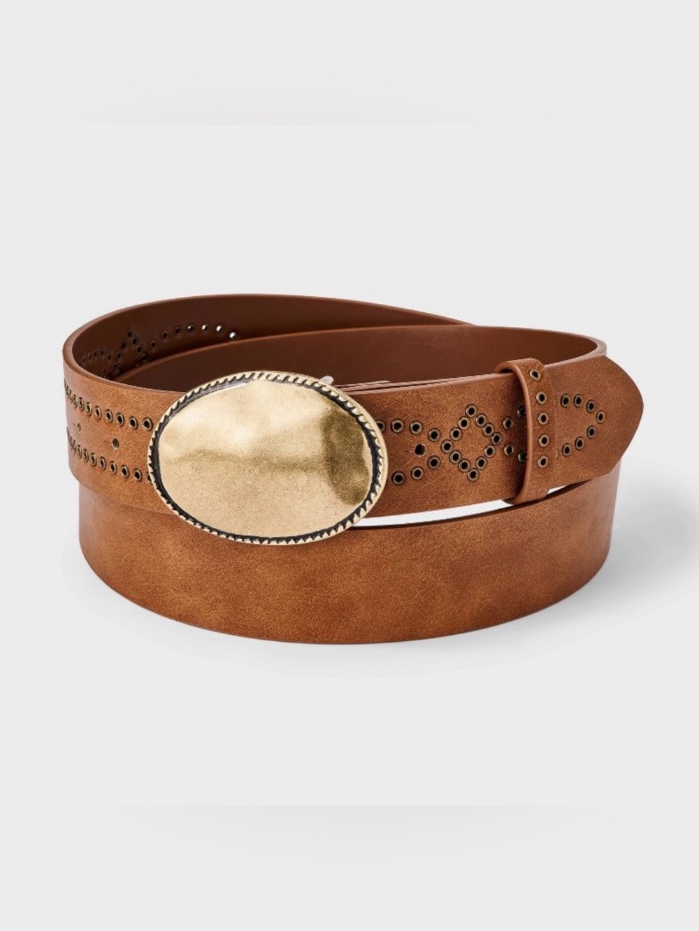 Universal Thread Brown Belt with Gold Oval Buckle